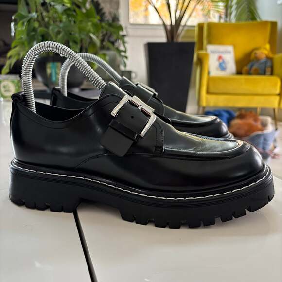 Marc Fisher LTD Shoes - Marc Fisher LTD Tarla Leather Lugged-Sole Loafers Womens 7